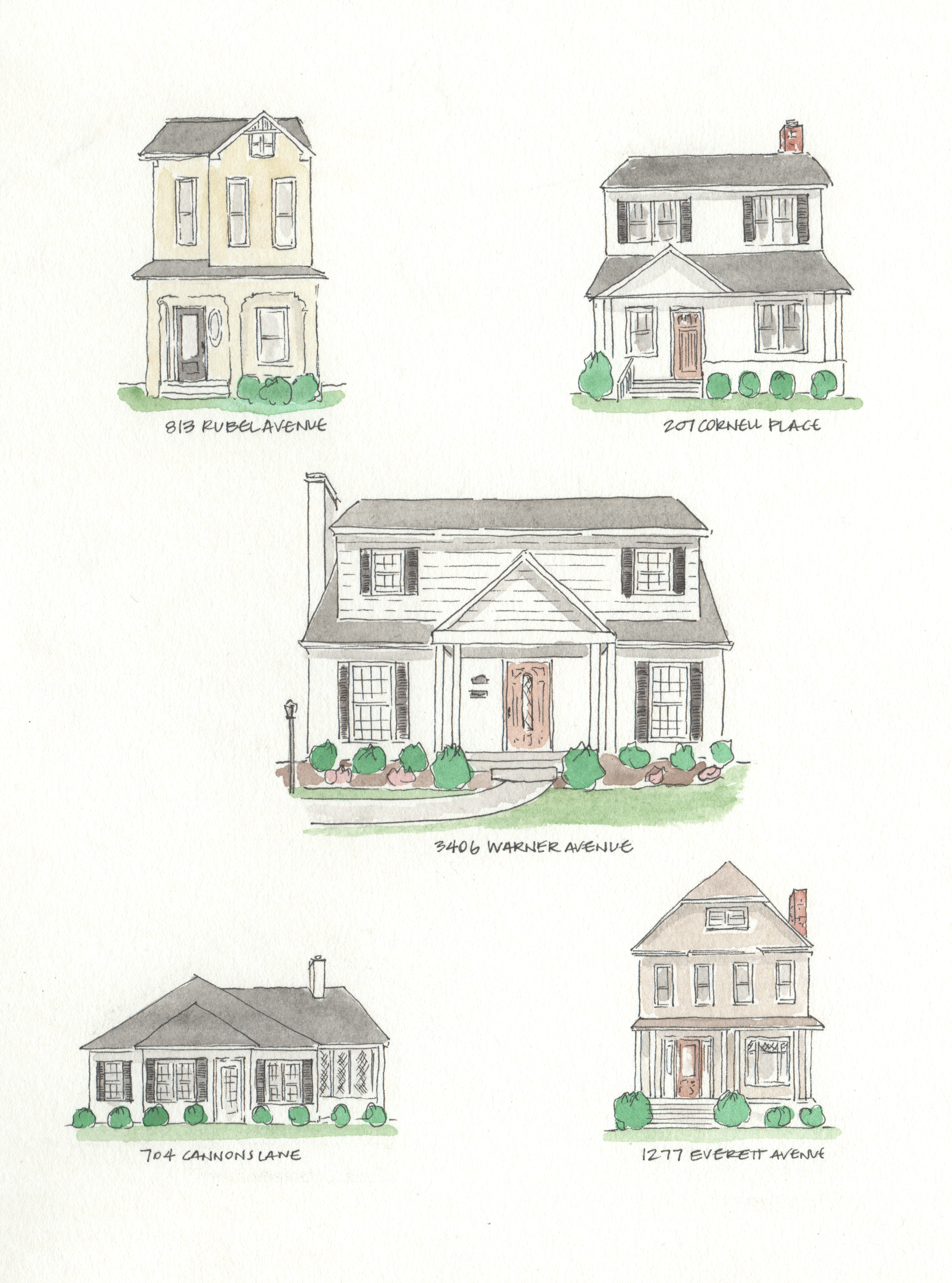A House Story: Multiple Watercolor House Portraits