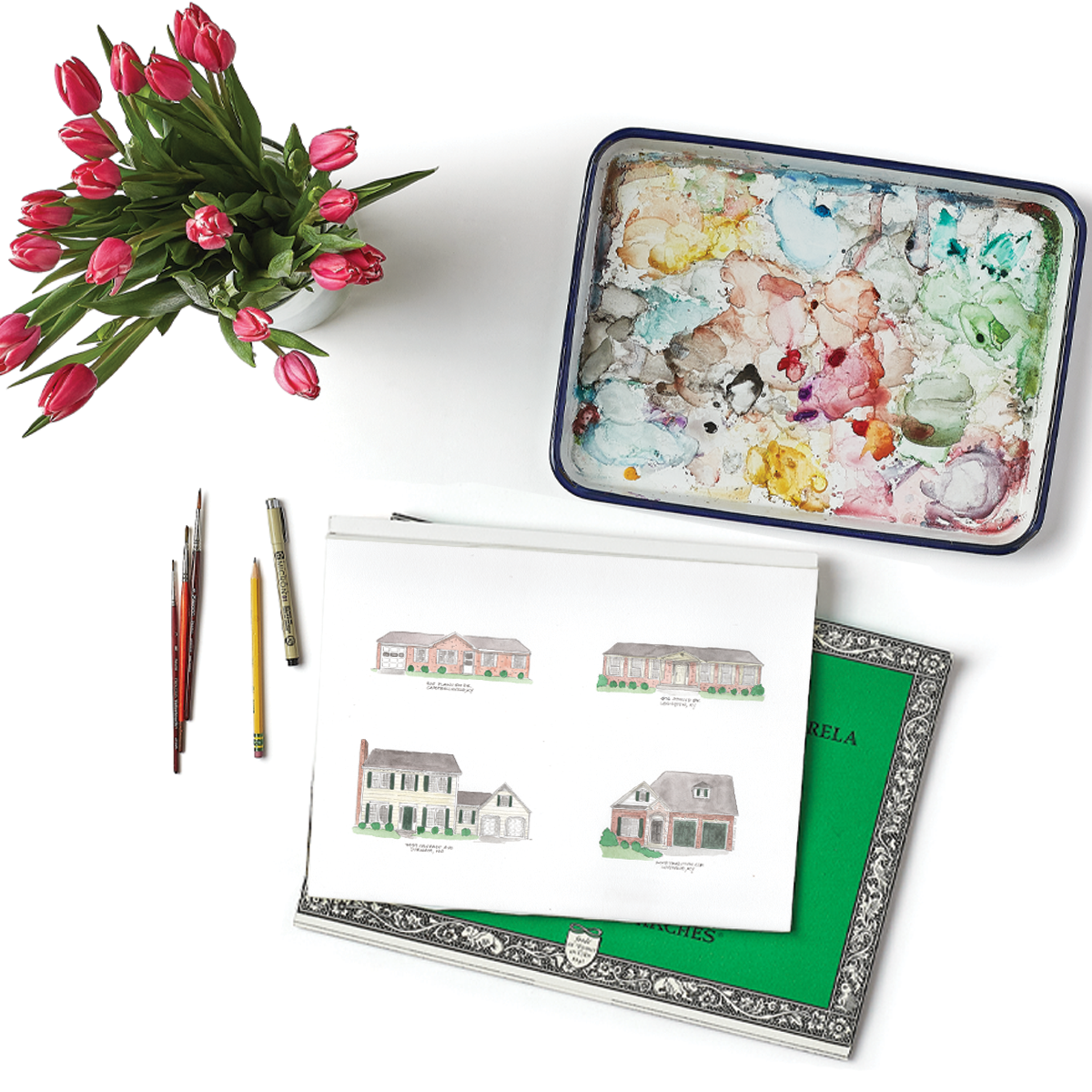 A House Story: Multiple Watercolor House Portraits