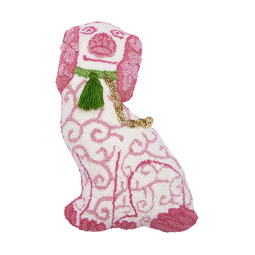 Pink Chinoiserie Dog Needle Point Pillow