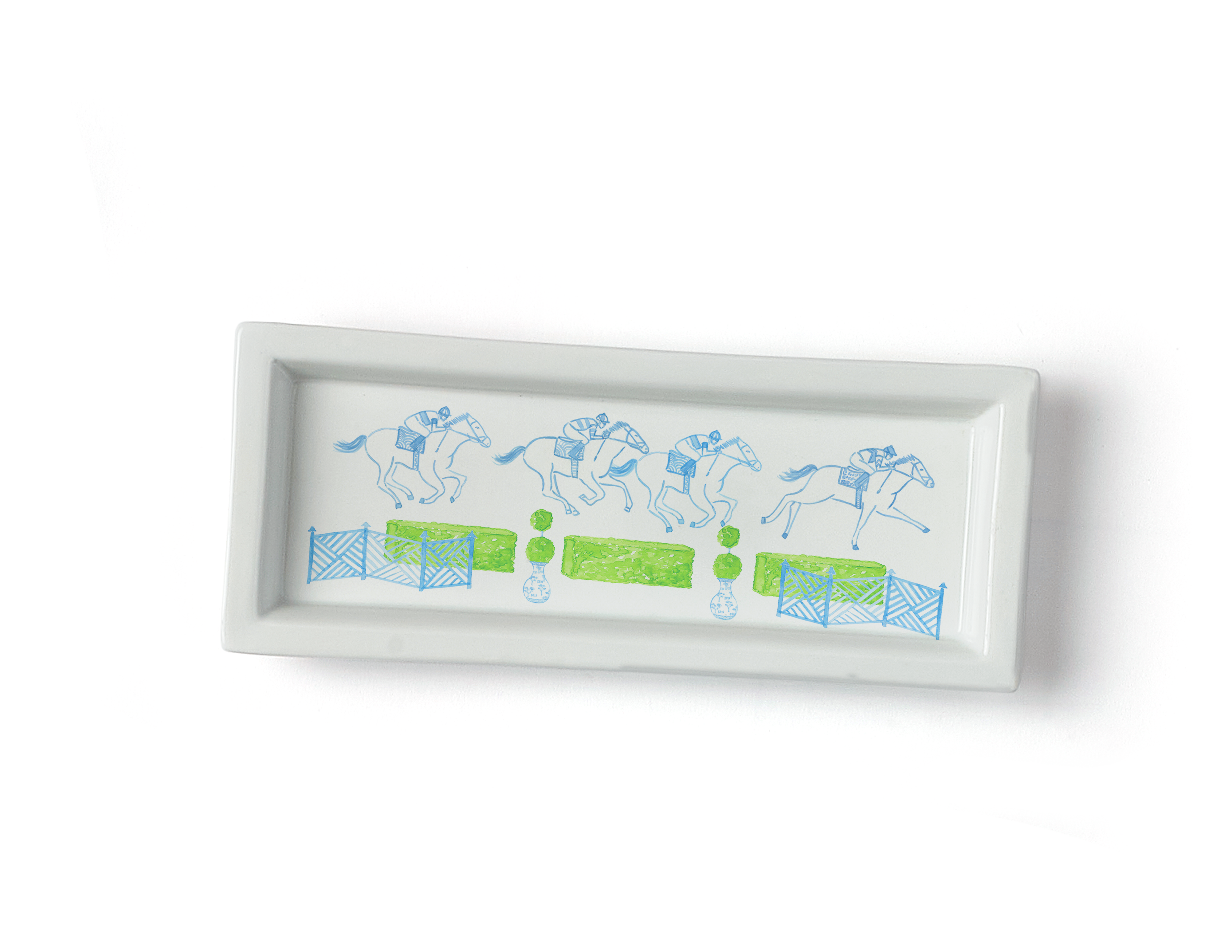 Blue and White Steeplechase Ceramic Tray