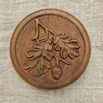 Carved Wood Acorn Wall Plaque