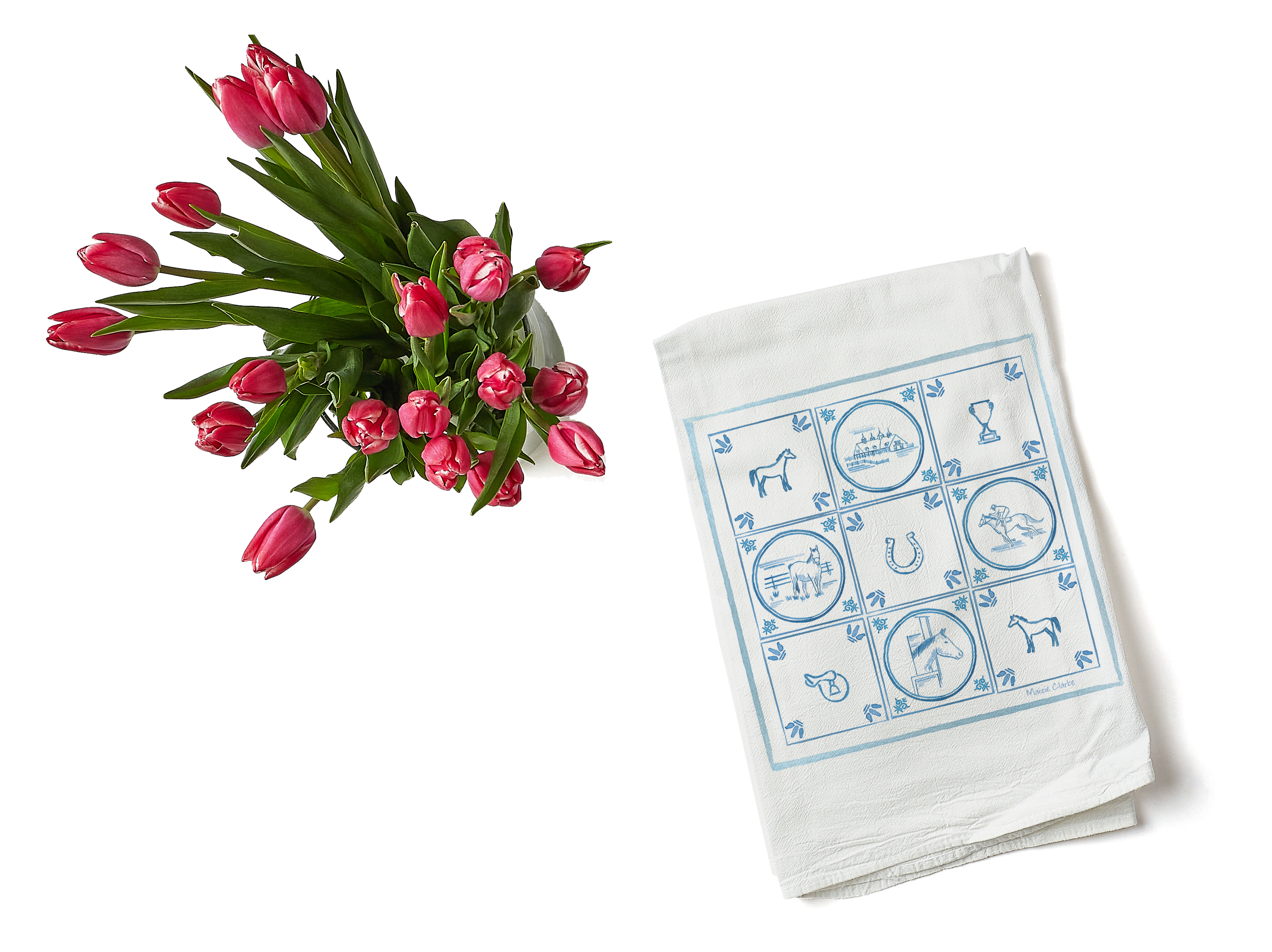 Derby Delft Tea Towel