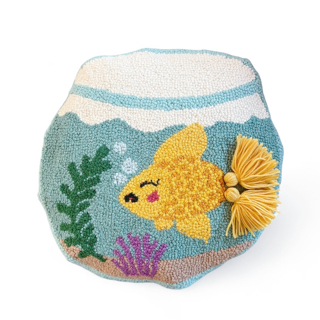 Fish Bowl Hooked Pillow
