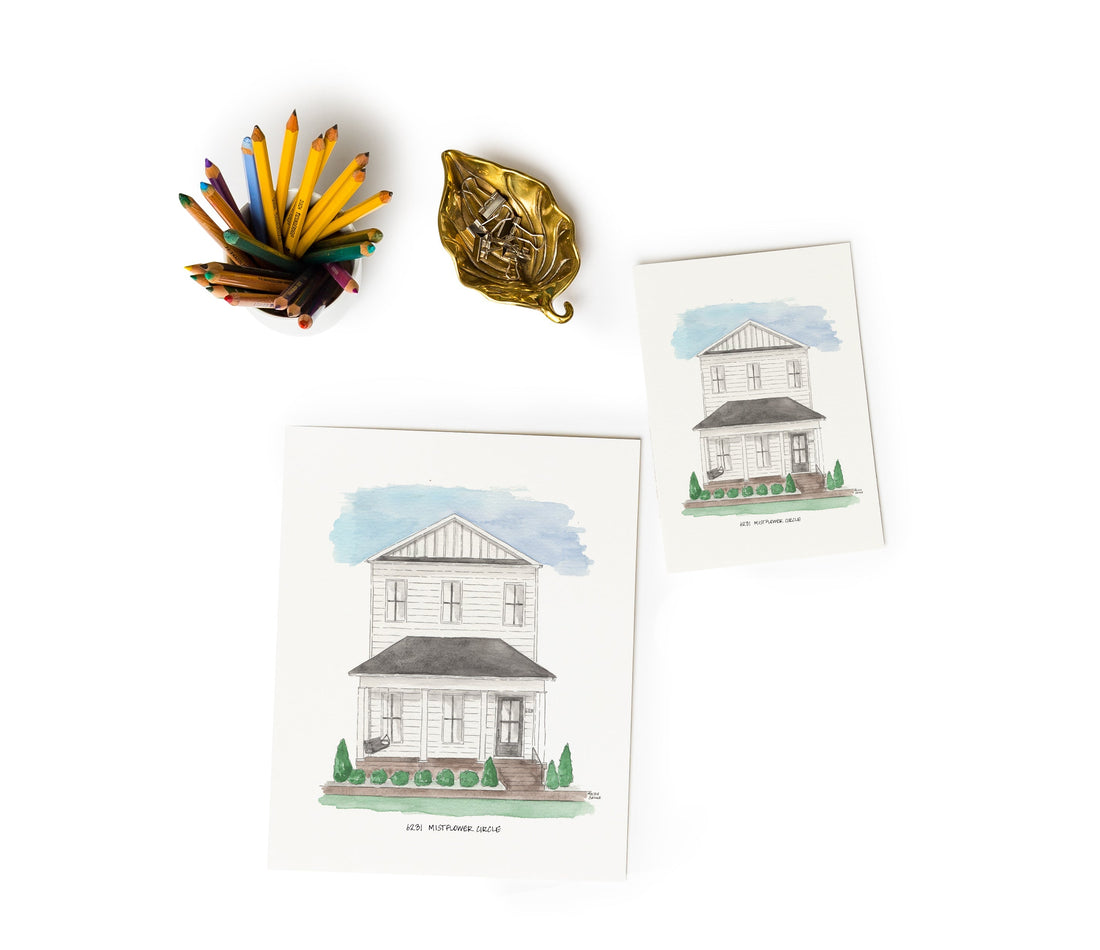 Classic Watercolor House Portrait Fine Art Copy