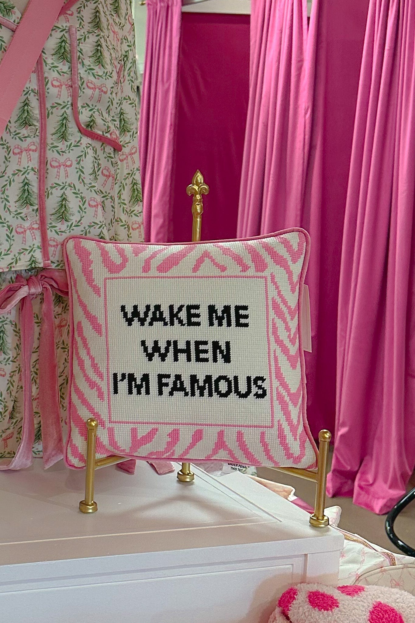 Wake Me When I'm Famous Needle Point Pillow