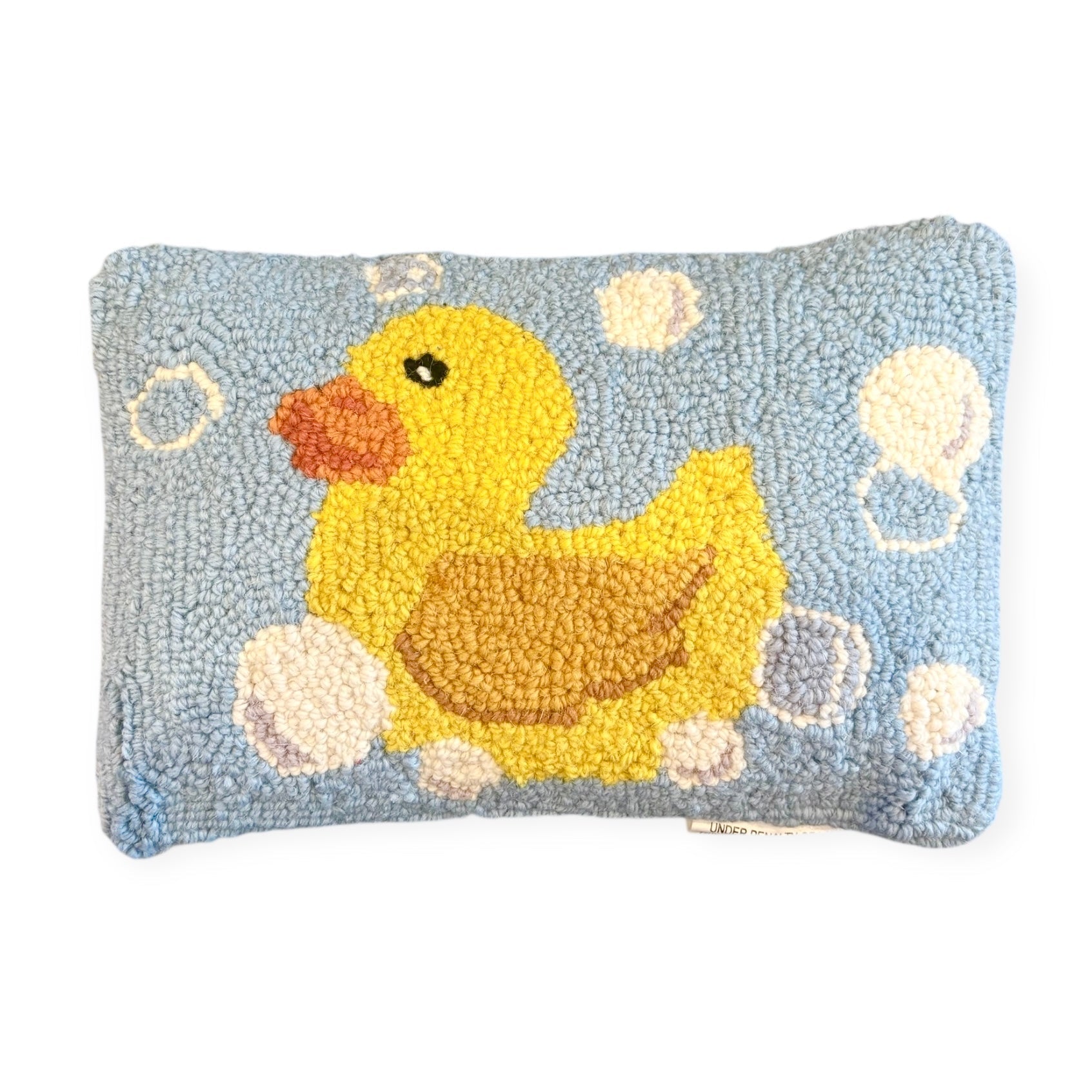 Bubble Bath Duckie Hooked Pillow