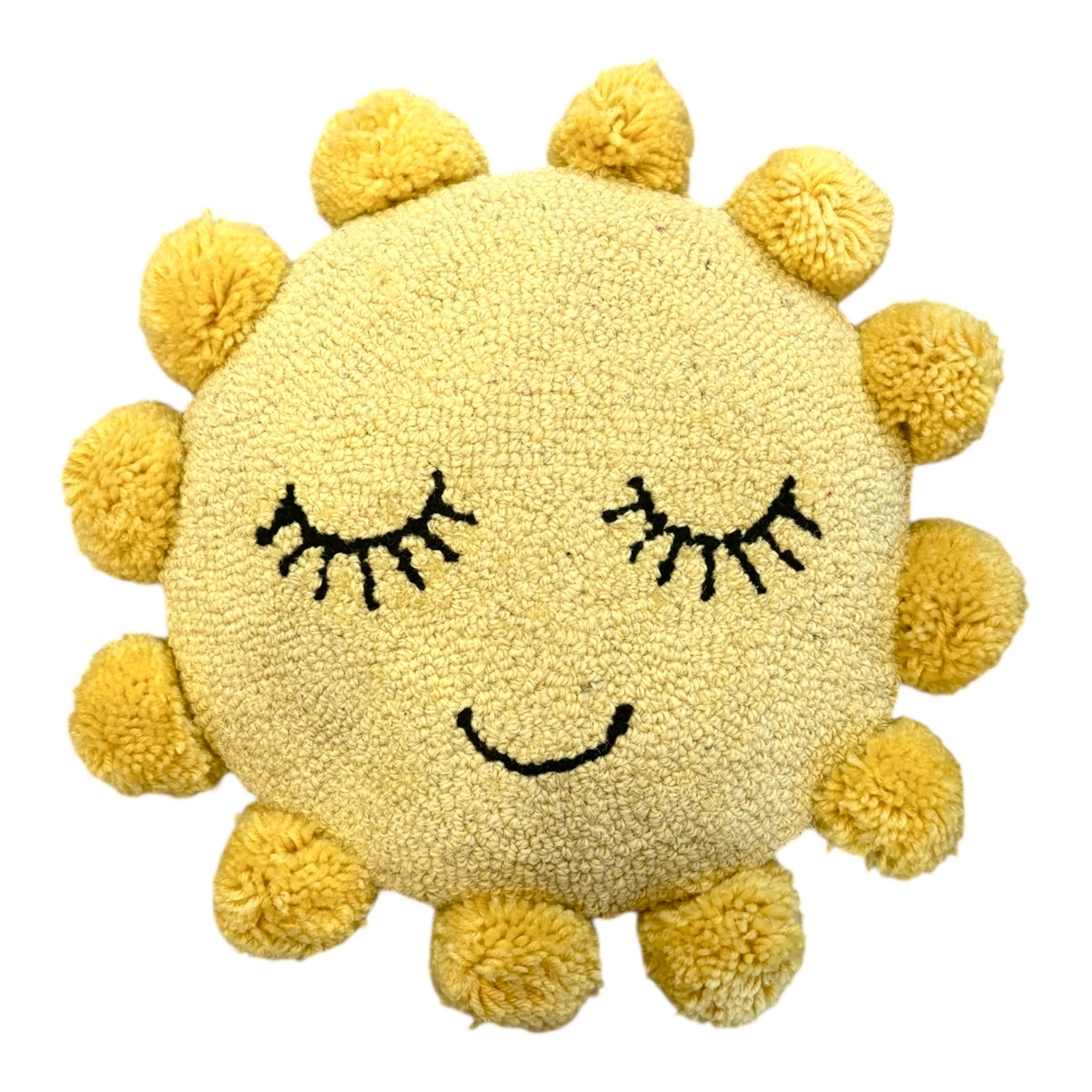 Sunshine Pom Pom Hooked Pillow