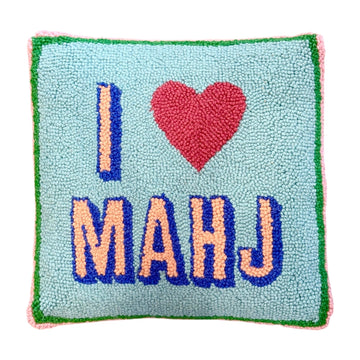 I Love Mahj Hooked Pillow