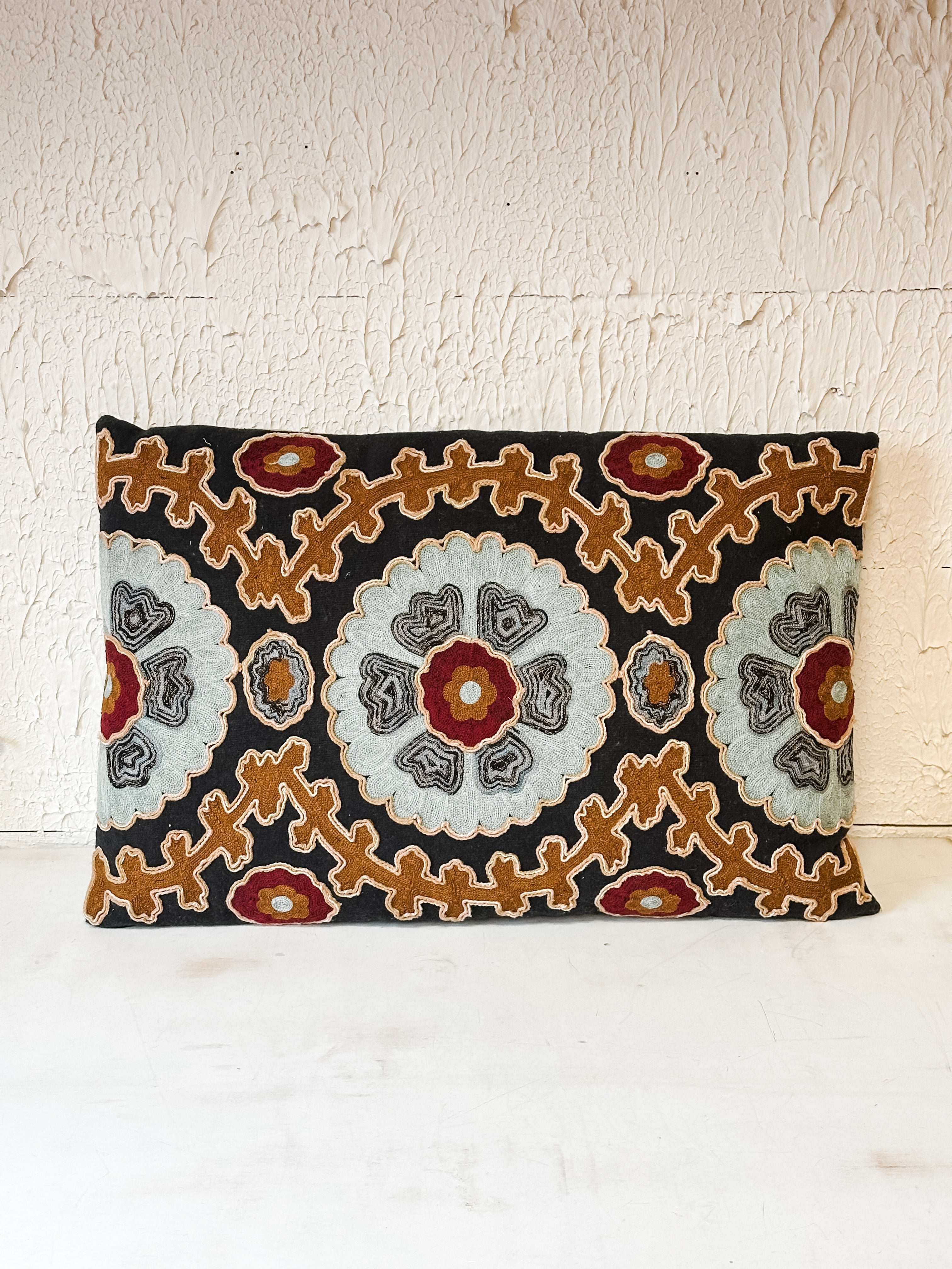 Cotton Embroidered Lumbar Pillow