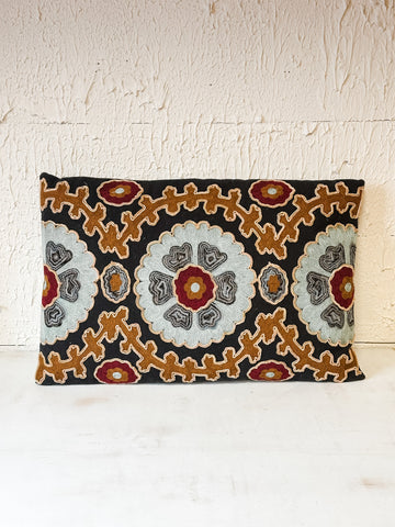 Cotton Embroidered Lumbar Pillow