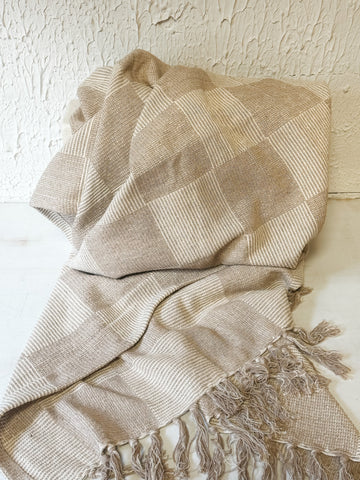 Cream Checkerboard Throw