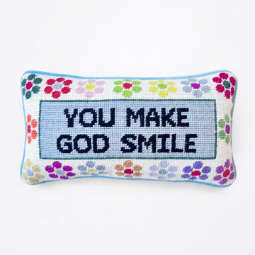 Girl Be Brave You Make God Smile Needlepoint Pillow