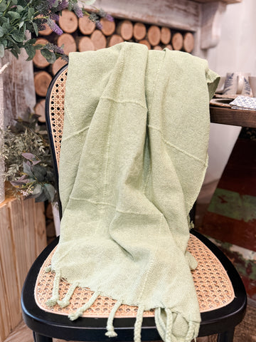 Celery Green Throw With Tassels