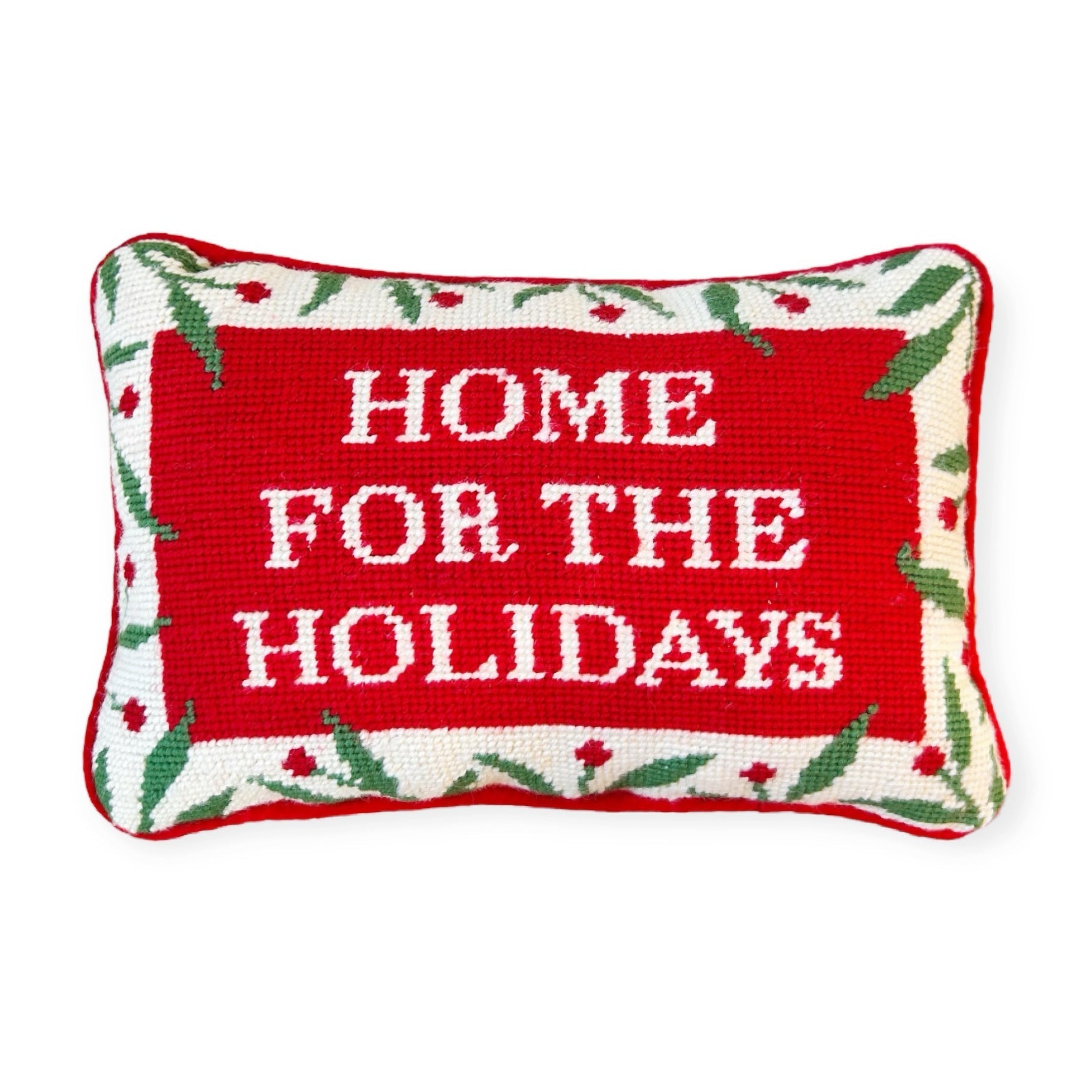 Hooked Home for the Holidays Throw Pillow