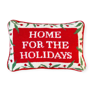 Hooked Home for the Holidays Throw Pillow