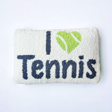 I Love Tennis Hooked Pillow