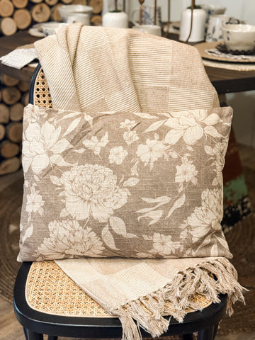 Sepia Floral Lumbar Pillow