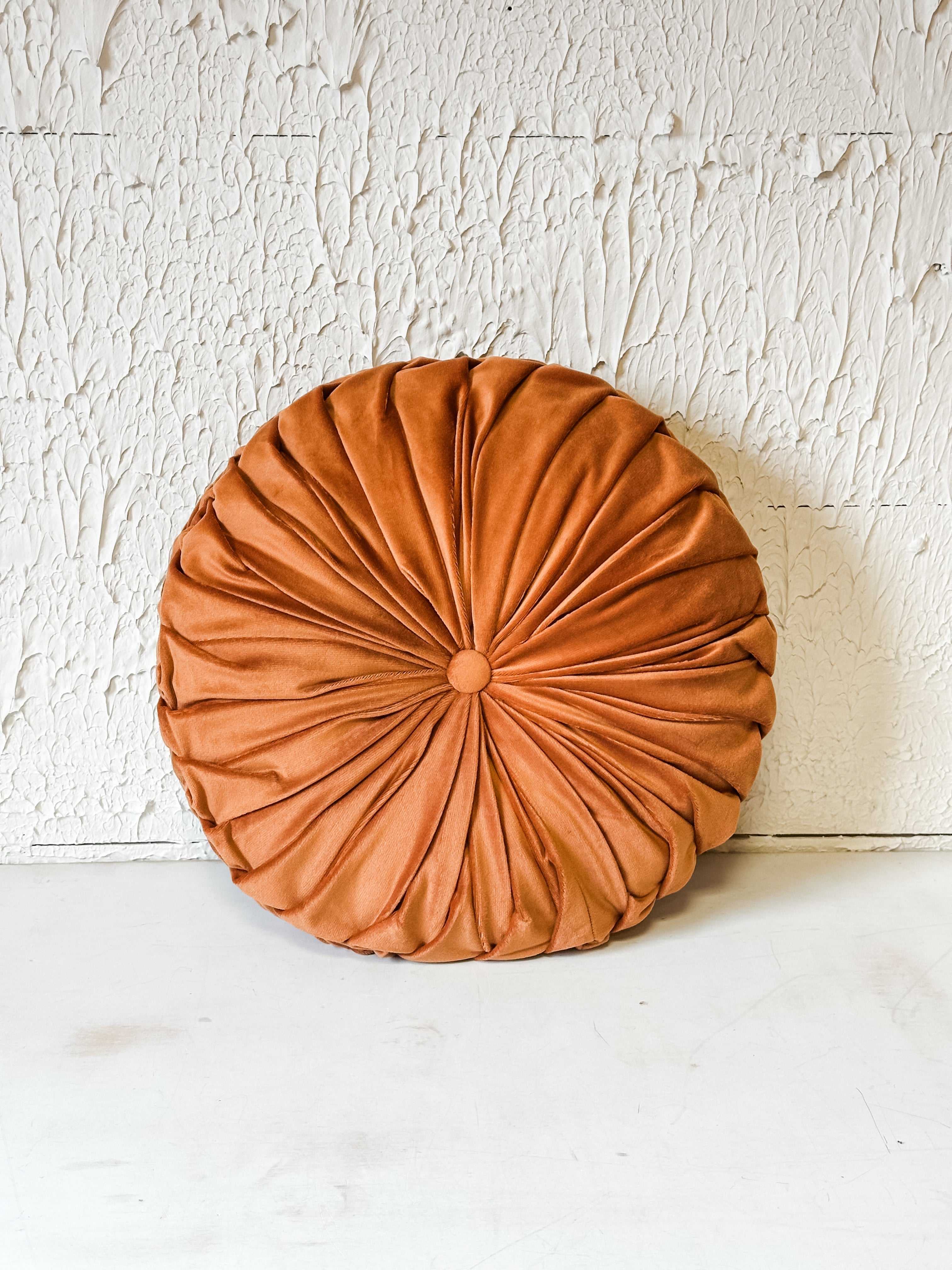 Round Velvet Pintucked Pillow