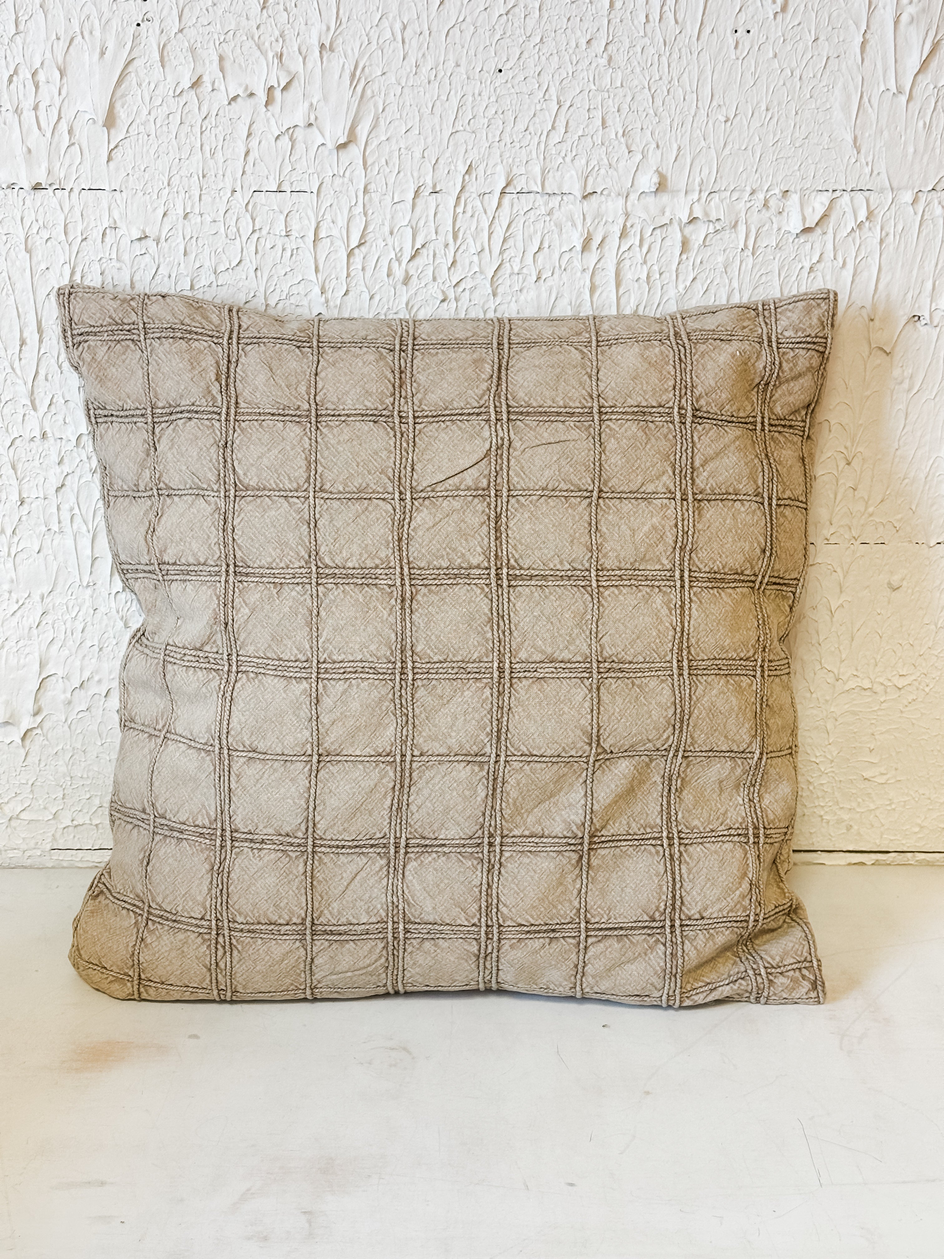 Pillow - Stonewashed Windowpane Check, Brown
