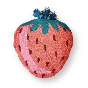 Strawberry Tassel Hooked Pillow