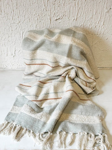 Woven Cotton Throw With Stripes